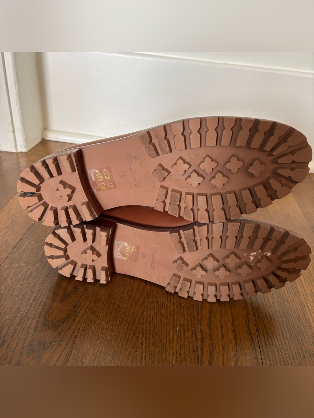 Madewell Corrine Tan Leather Lug-Sole Women's Penny Loafers - Picture 5 of 6